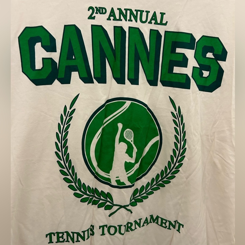 Off-White Cotton Cannes Tshirt, Sz XL - Picture 4 of 7